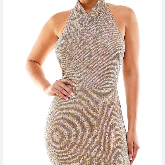 City Studio Dresses & Skirts - City Studio Halter Glittering Gold Cocktail Dress